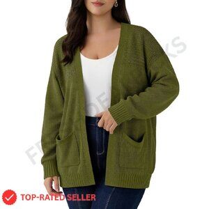 Oversized Knit Cardigan Open Front Slouchy Chic Fall Winter Sweater Plus Size